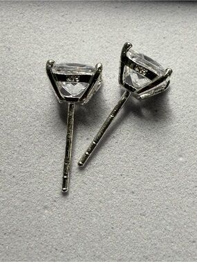 Silver Treasures 925 Sterling Silver CZ Square Stud Earrings NWT